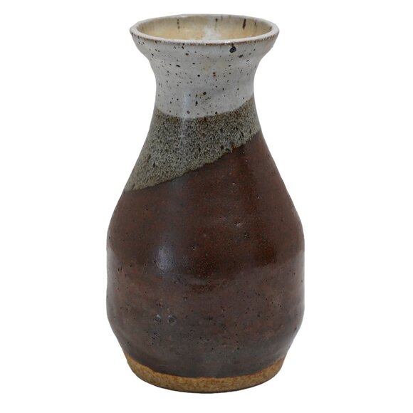 Mid Century Modern Clay Pottery Three Tone Minimalist Short Pitcher Vase - Picture 10 of 10